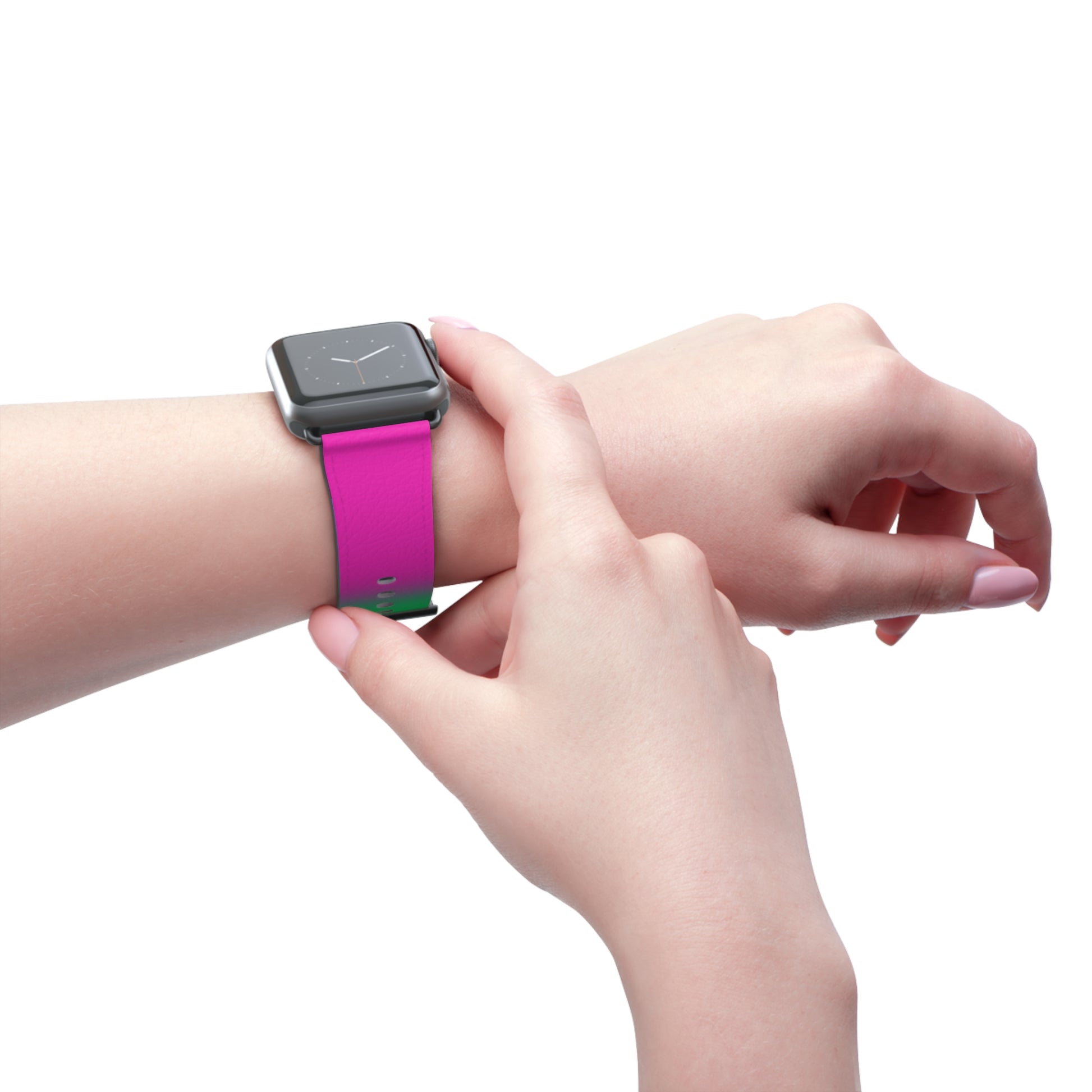 Polysexual Poly Pride Apple Watch Band Strap In Ombre worn on wrist