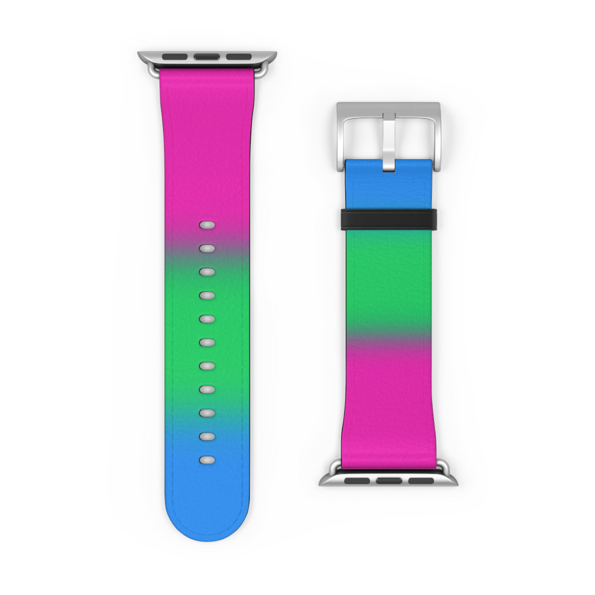 Polysexual Poly Pride Apple Watch Band Strap In Ombre 42 - 45 mm Silver Matte