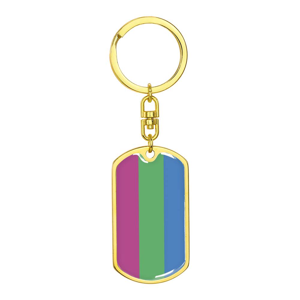 Polysexual Poly Pride Military Dog Tag Keychain Gold Polysexual polysexual-poly-pride-military-dog-tag-keychain-gold