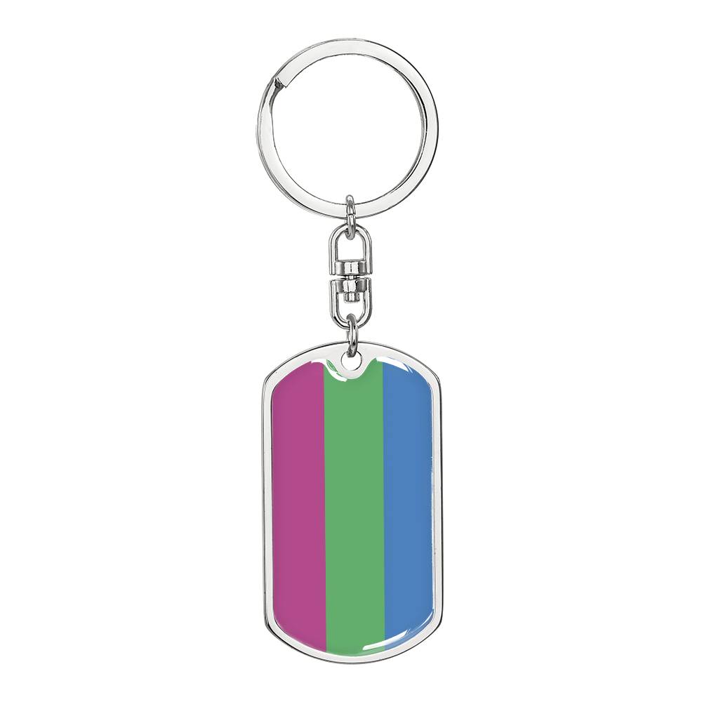 Polysexual Poly Pride Military Dog Tag Keychain Silver Polysexual polysexual-poly-pride-military-dog-tag-keychain-silver