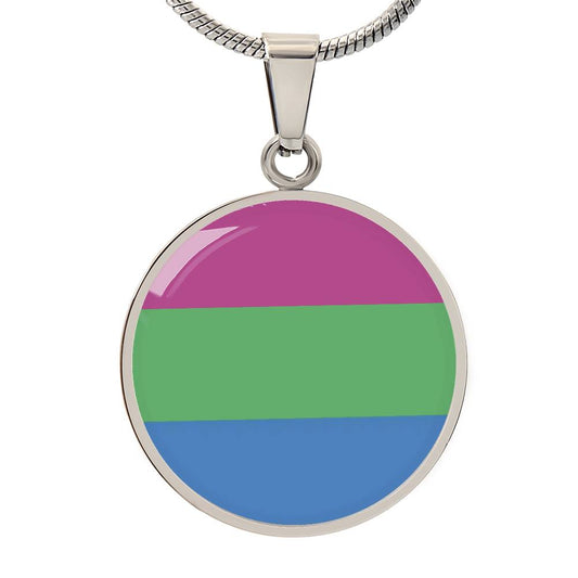 Polysexual Poly Pride Circle Pendant Necklace Silver Polysexual polysexual_pride_pendant_in_silver