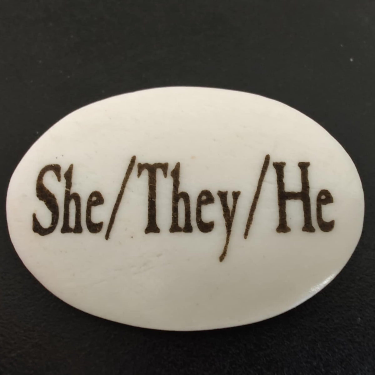 Versatta - Pronoun Lapel Pins - Bison Bone