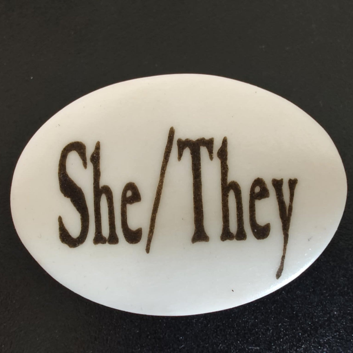 Versatta - Pronoun Lapel Pins - Bison Bone
