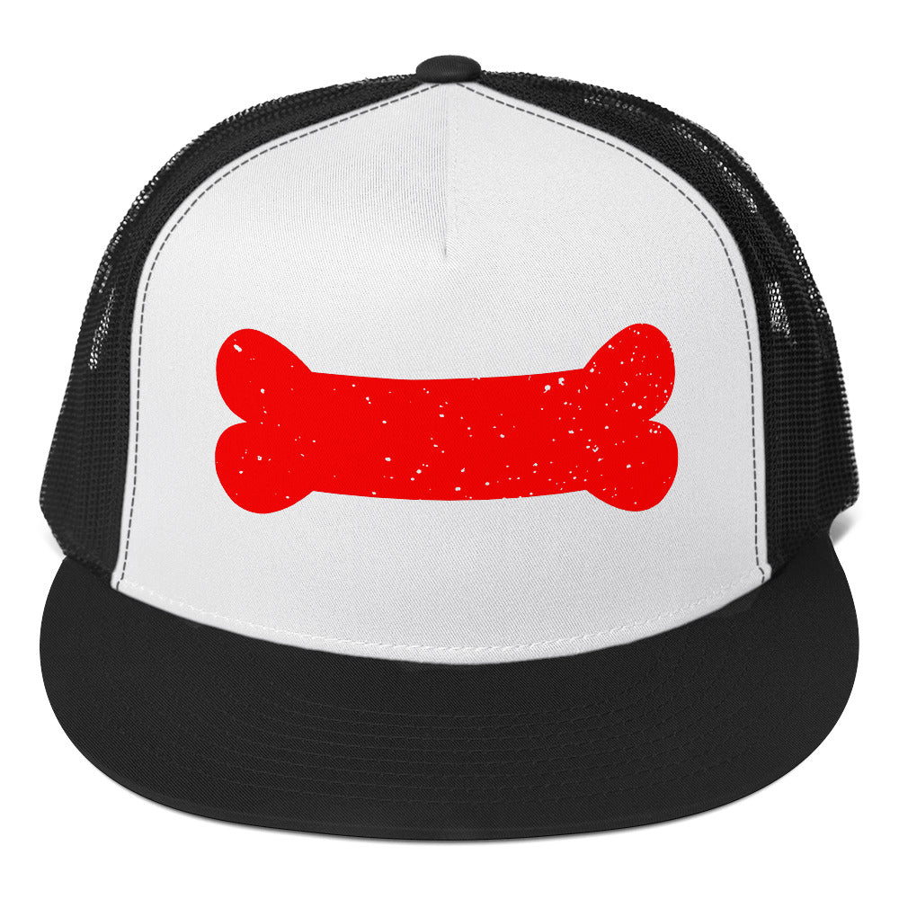 Puppy Pup Play Bone Trucker Cap Black White Black puppy-pup-play-bone-trucker-cap-hat-black-white-black-front