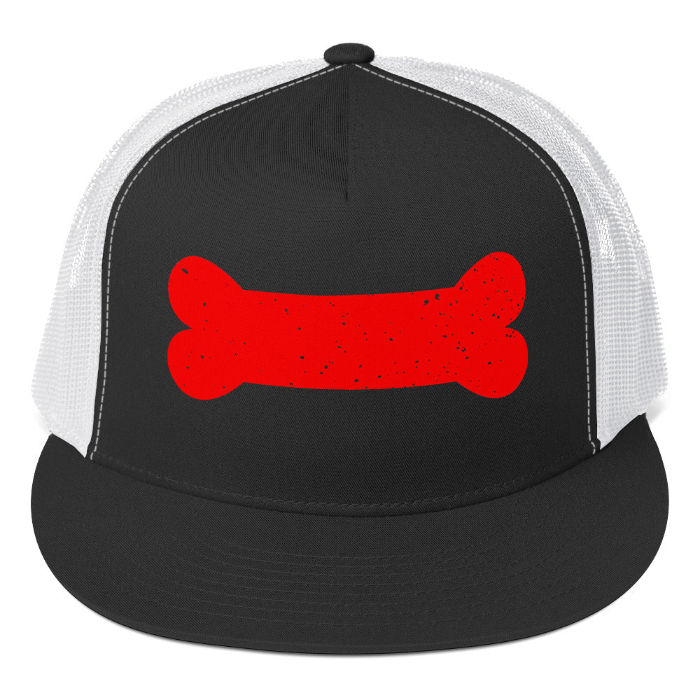 Puppy Pup Play Bone Trucker Cap Black White puppy-pup-play-bone-trucker-cap-hat-black-white-front-2