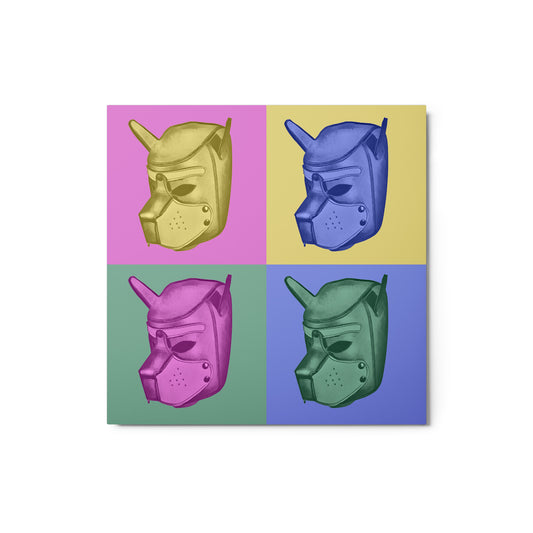 Puppy Pup Play Hood Pop Art on Metal 12x12 front