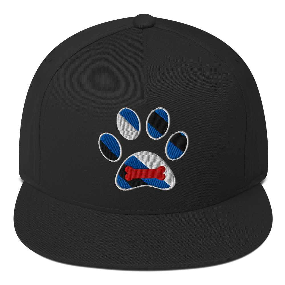 Puppy Pup Play Paw Embroidered Snapback Baseball Cap Black puppy-pup-play-paw-embroidered-snapback-baseball-cap-black-front