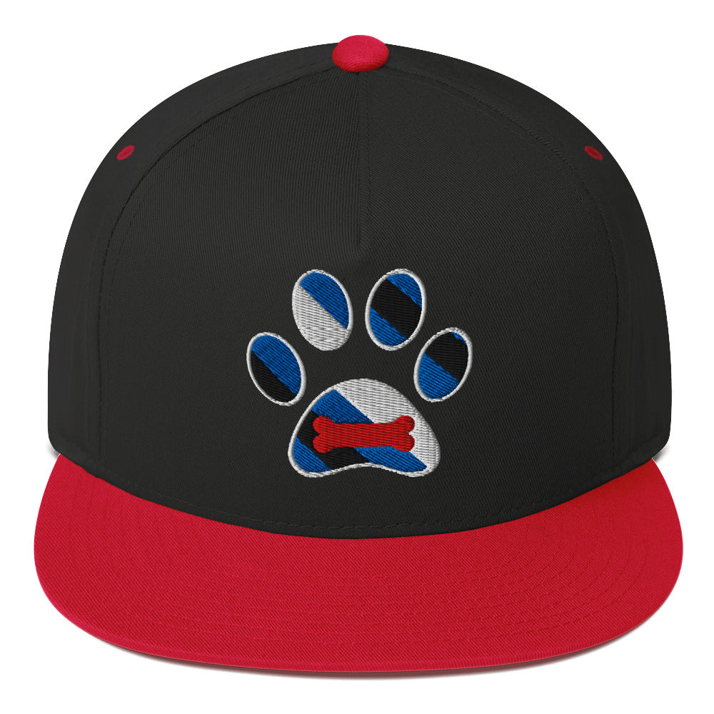 Puppy Pup Play Paw Embroidered Snapback Baseball Cap Black Red puppy-pup-play-paw-embroidered-snapback-baseball-cap-black-red-front