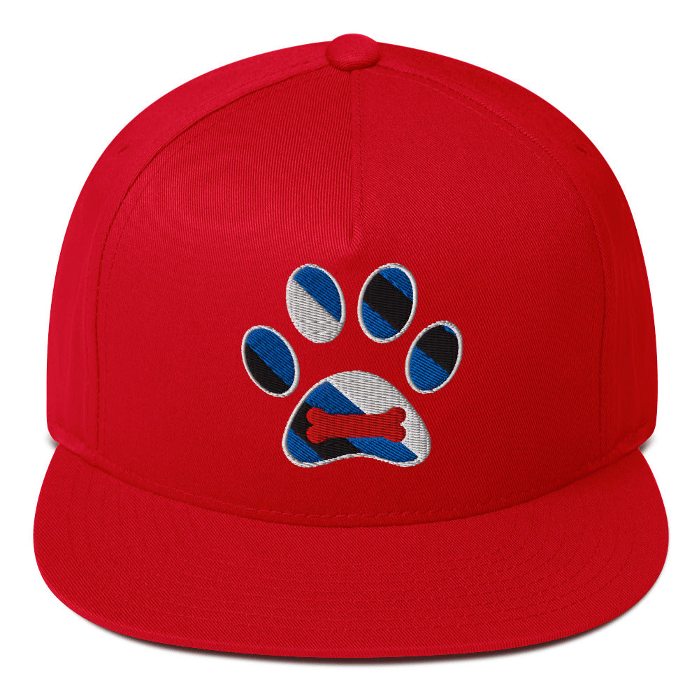 Puppy Pup Play Paw Embroidered Snapback Baseball Cap Red puppy-pup-play-paw-embroidered-snapback-baseball-cap-red-front