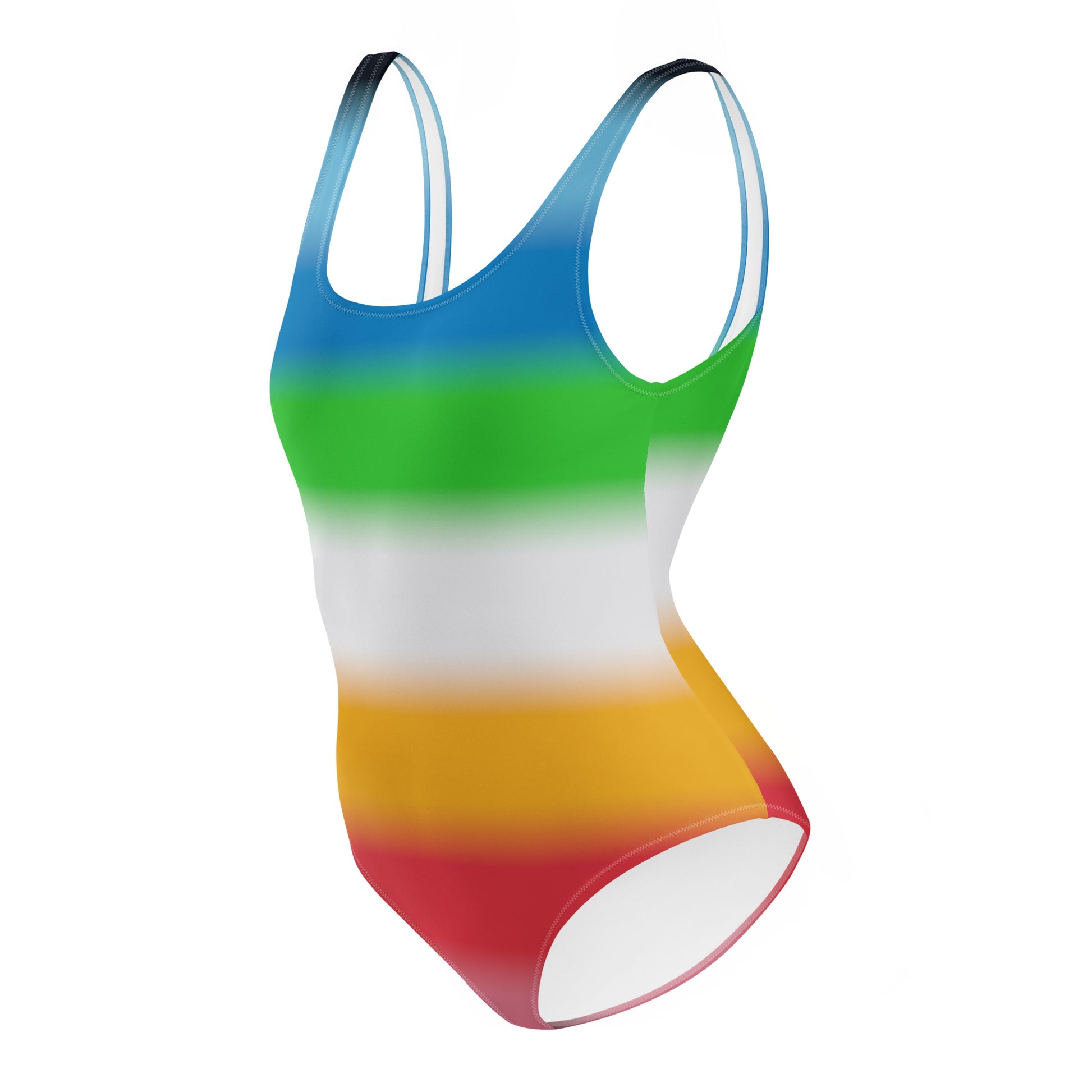 queer pride swimsuit with gradient pattern on a white background