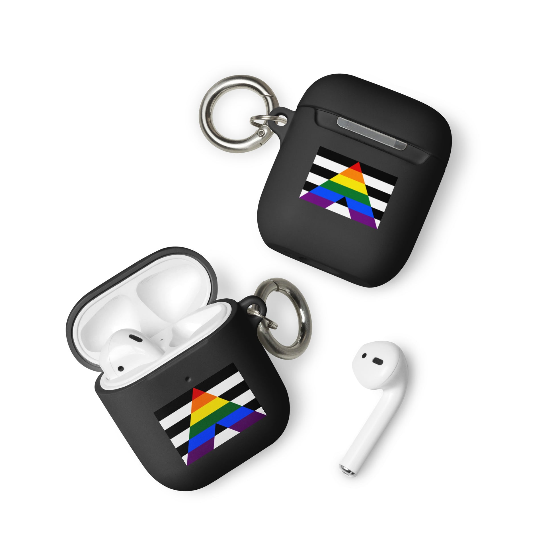 Straight Ally Pride Flag Rubber Case for Apple AirPods Black AirPods Straight Ally rubber-case-for-airpods-black-airpods-front-64adcb9a8b9d2