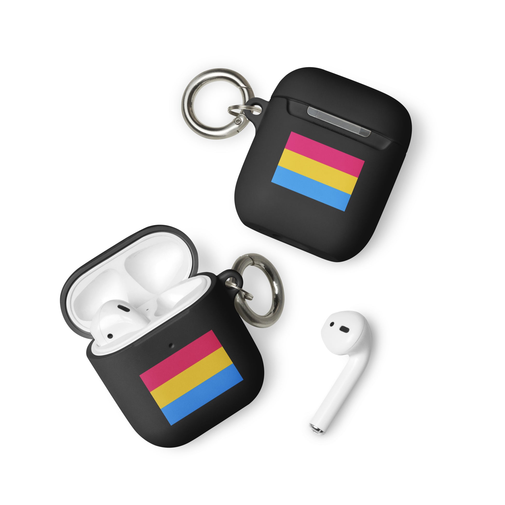 Pansexual Pan Pride Flag Rubber Case for Apple AirPods Black AirPods Pansexual rubber-case-for-airpods-black-airpods-front-64adcd2b8a63e