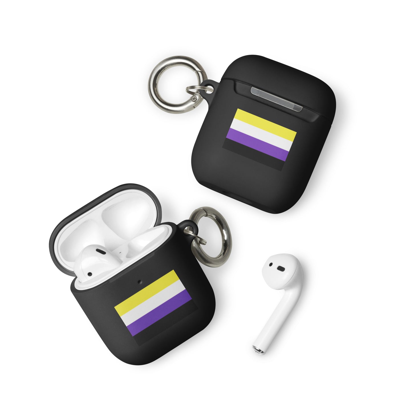 Nonbinary Enby Pride Flag Rubber Case for Apple AirPods Black AirPods Nonbinary rubber-case-for-airpods-black-airpods-front-64adcd5970c12