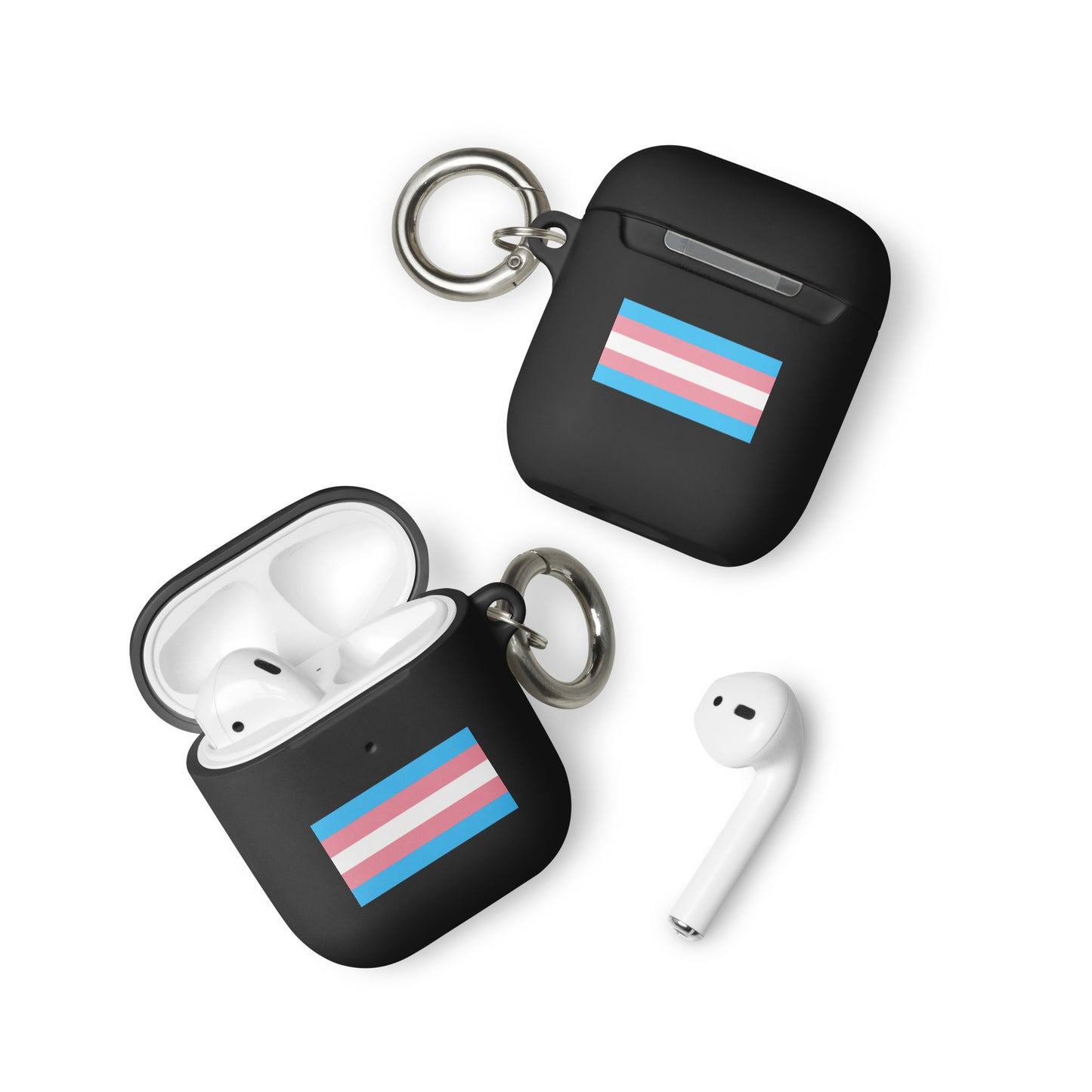 Transgender Trans Pride Flag Case for Apple AirPods Black AirPods Transgender rubber-case-for-airpods-black-airpods-front-64adce046d16b