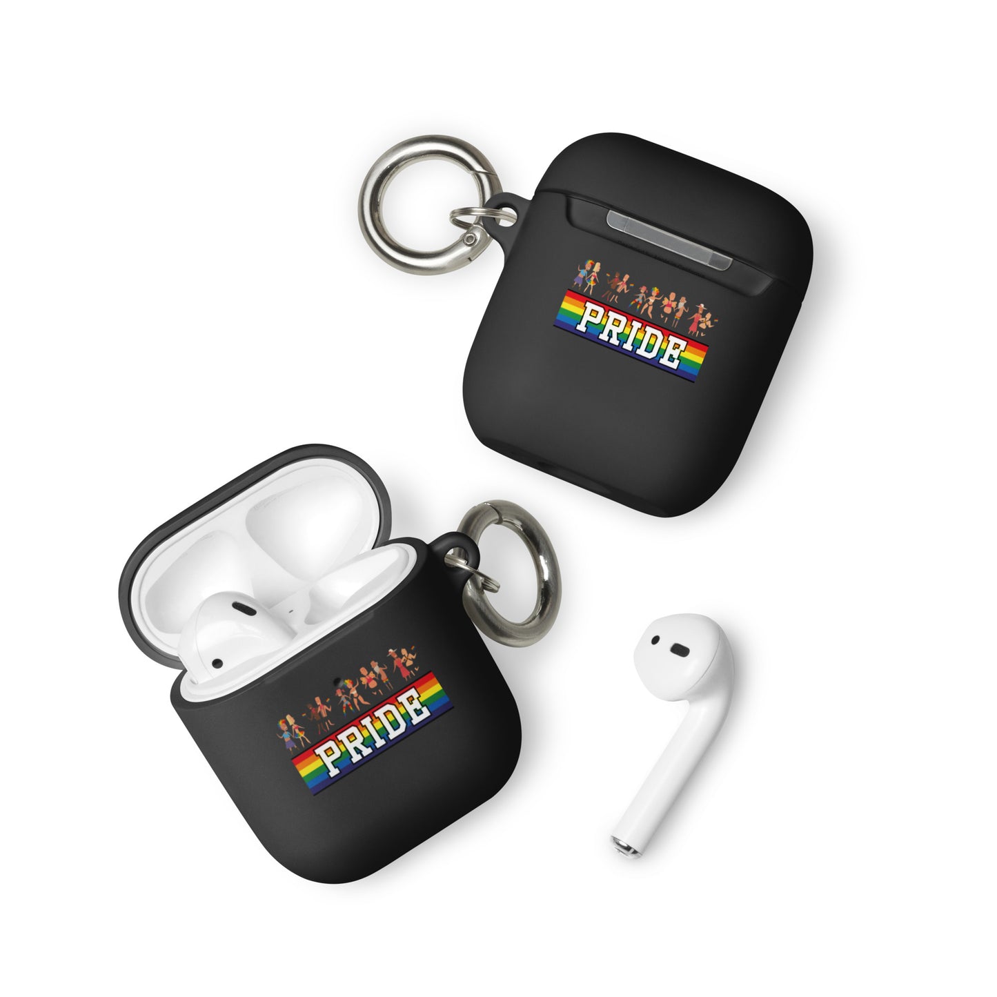 LGBTQ Pride Rubber Case for Apple AirPods - Pride Parade Black AirPods Pride rubber-case-for-airpods-black-airpods-front-64add0b8a1d64