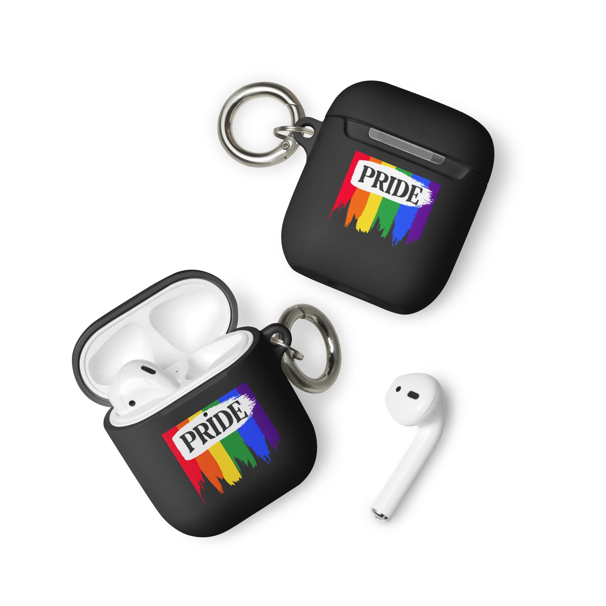 LGBTQ Pride Rubber Case for Apple AirPods - Pride Paint Black AirPods Pride rubber-case-for-airpods-black-airpods-front-64add0e472d68