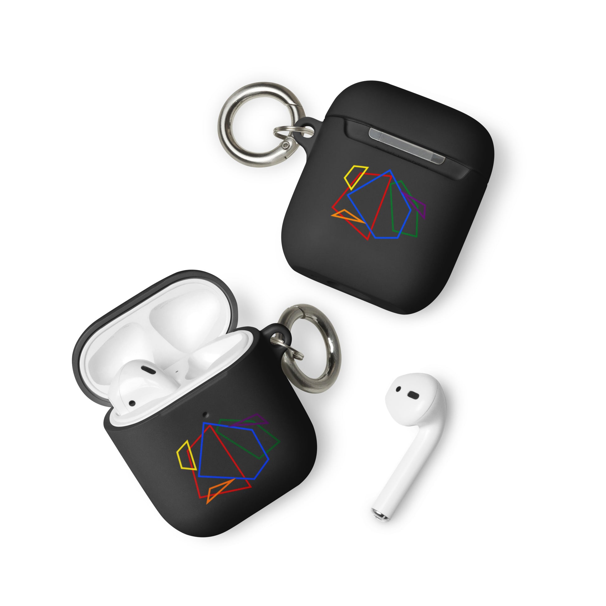 LGBTQ Pride Rubber Case for Apple AirPods - Geometric Lines Black AirPods Pride rubber-case-for-airpods-black-airpods-front-64add11c80fd0