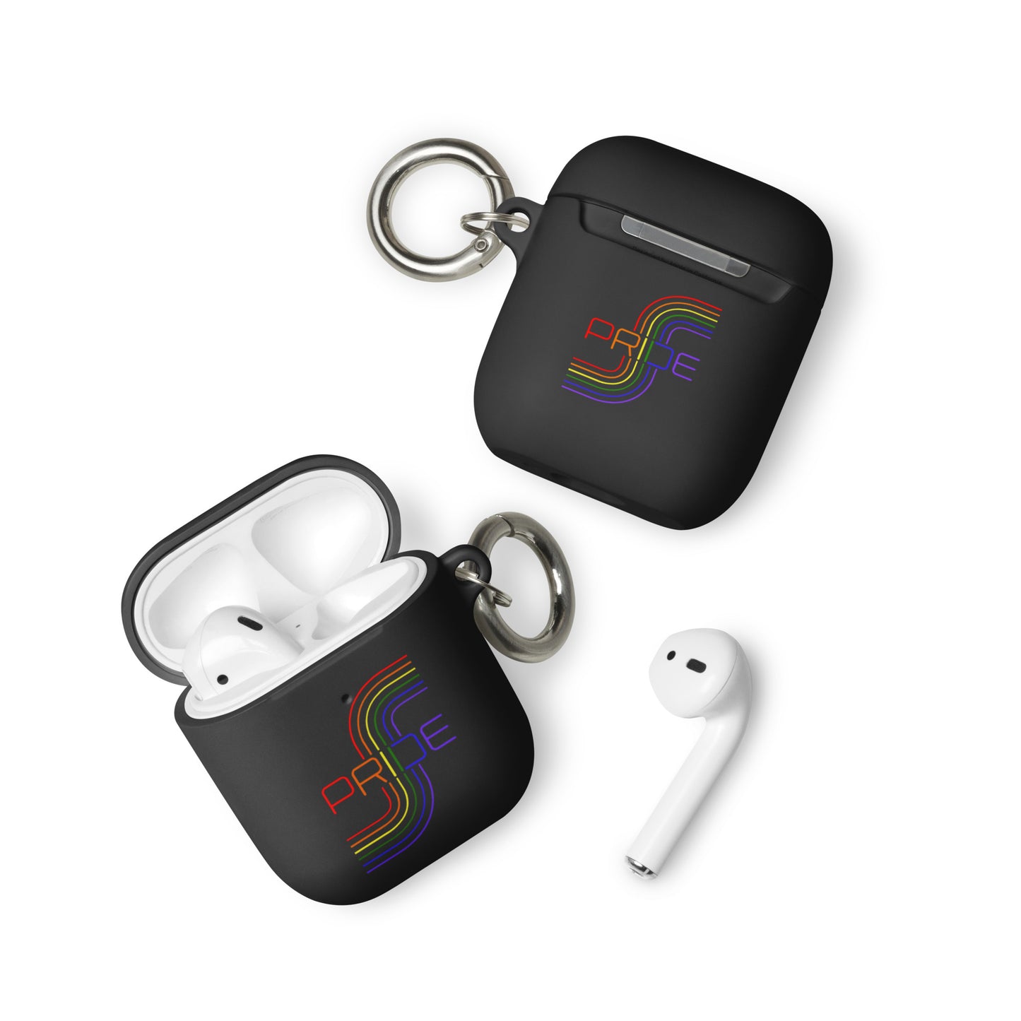 LGBTQ Pride Rubber Case for Apple AirPods - Pride Mod Line Art Black AirPods Pride rubber-case-for-airpods-black-airpods-front-64add1523e80f