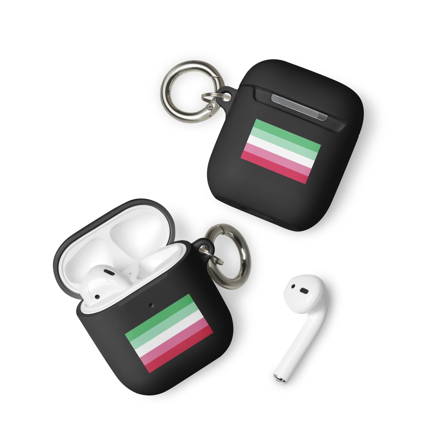 Abrosexual Pride Flag Case for Apple AirPods and AirPods Pro Black AirPods Abrosexual rubber-case-for-airpods-black-airpods-front-64add2dded045