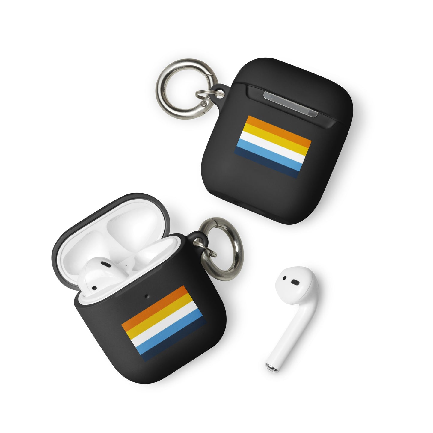 Aroace Pride Flag Rubber Case for AirPods Black AirPods Aroace rubber-case-for-airpods-black-airpods-front-64add34c8b4bb