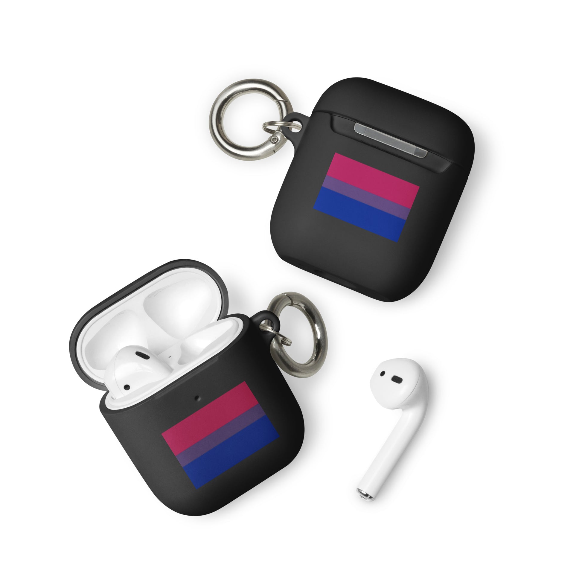 Bisexual Bi Pride Rubber Case for Apple AirPods Black AirPods Bisexual rubber-case-for-airpods-black-airpods-front-64add6dad1d47