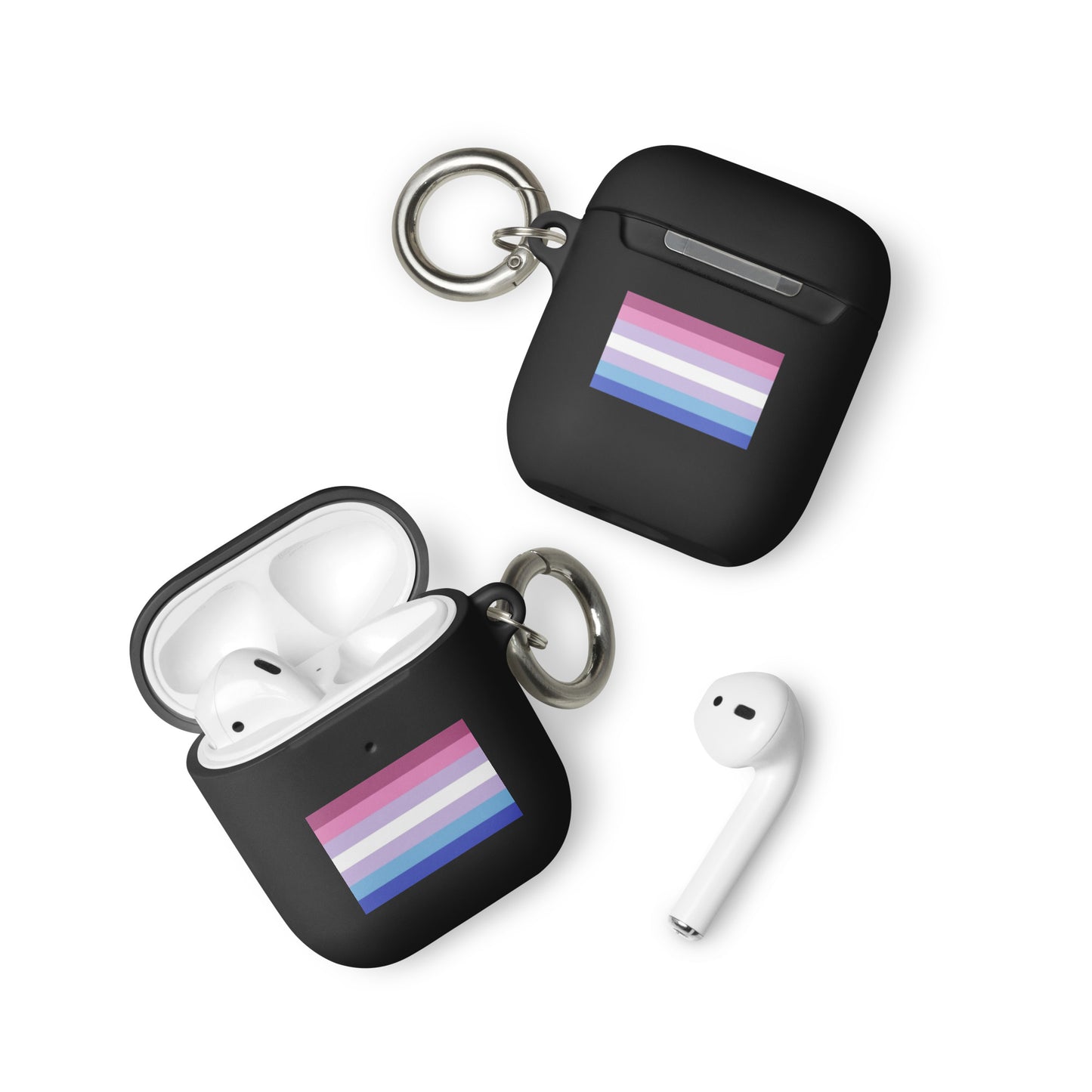 Bigender Pride Flag Rubber Case for Apple AirPods Black AirPods Bigender rubber-case-for-airpods-black-airpods-front-64ade745b42ee