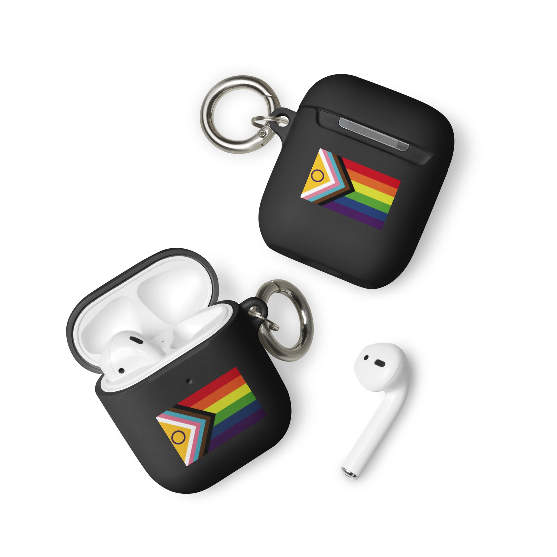 LGBTQ Pride Rubber Case for Apple AirPods® - Intersex Progress Flag Black AirPods Pride rubber-case-for-airpods-black-airpods-front-64ade96312bde