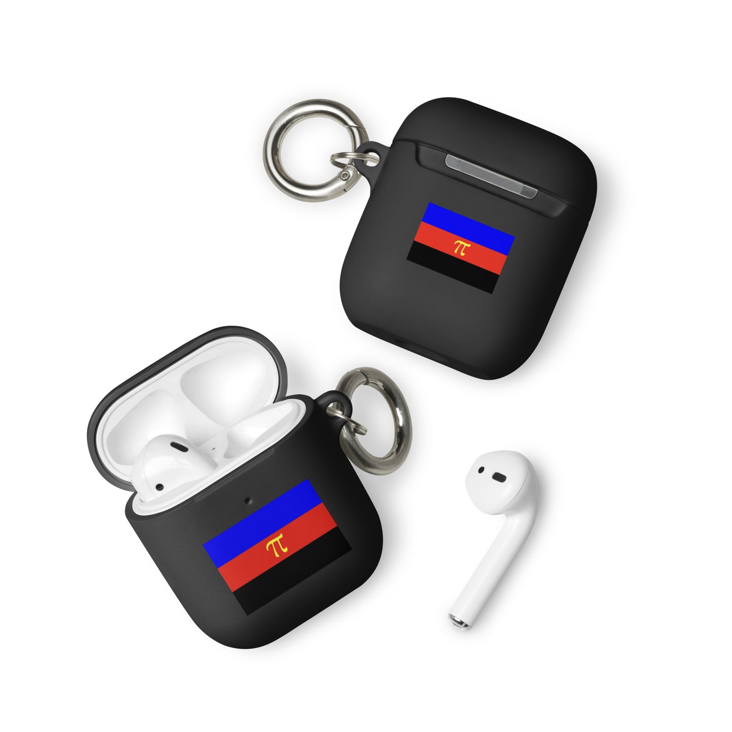 Polyamorous Polyamory Pride Flag Rubber Case for Apple AirPods Black AirPods Polyamorous rubber-case-for-airpods-black-airpods-front-64adeb02787fe