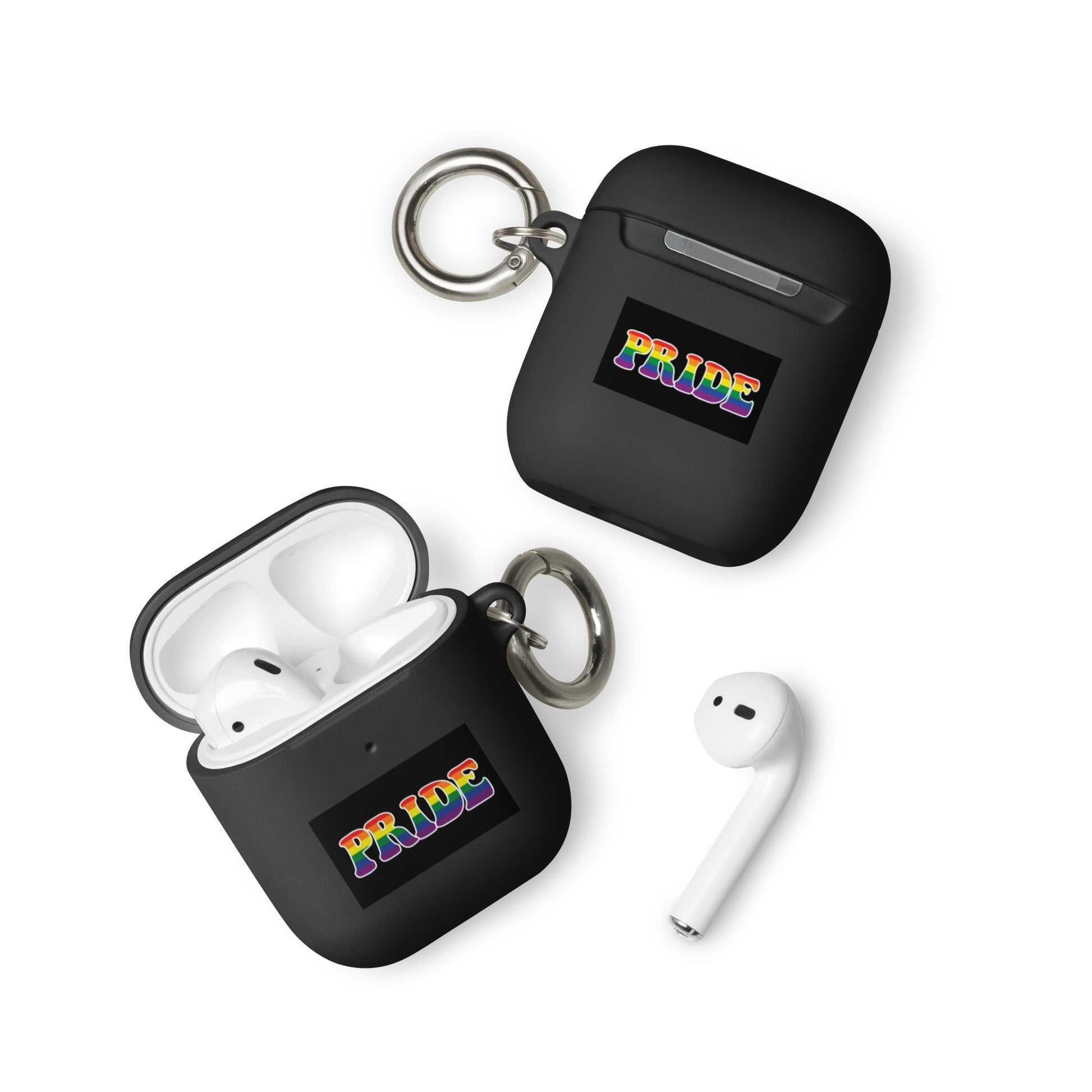 LGBTQ Pride Rubber Case for Apple AirPods - Pride Black AirPods Pride rubber-case-for-airpods-black-airpods-front-64adeb68e6a64