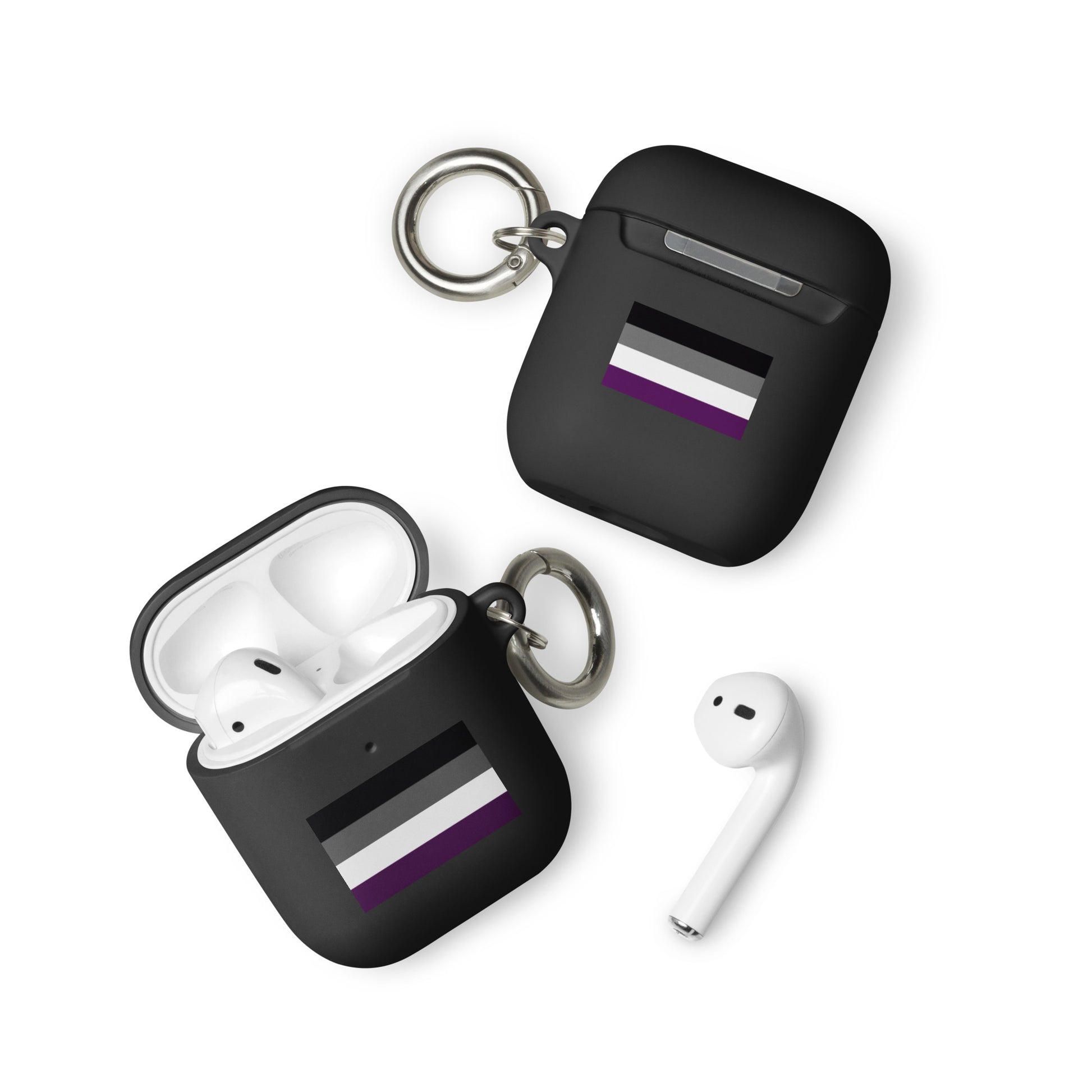 Asexual Ace Pride Flag Rubber Case for Apple AirPods Black AirPods Asexual rubber-case-for-airpods-black-airpods-front-64adebda3fdda