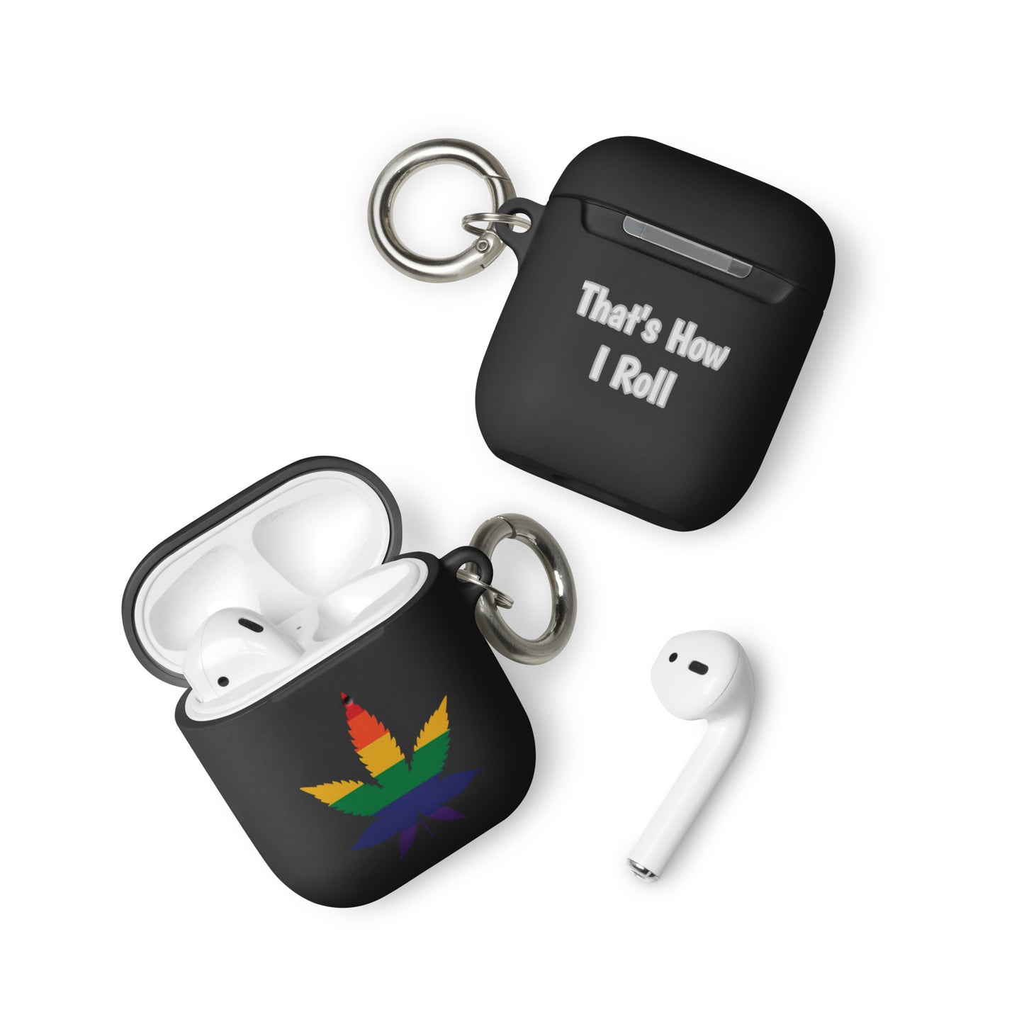 LGBTQ Pride Case for Apple AirPods - Weed Black AirPods Pride rubber-case-for-airpods-black-airpods-front-64ae04a05719a