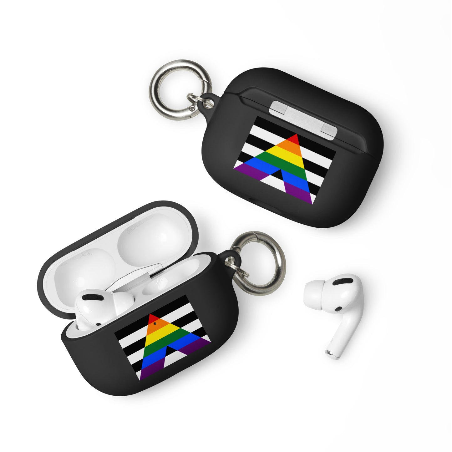 Straight Ally Pride Flag Rubber Case for Apple AirPods Black AirPods Pro Straight Ally rubber-case-for-airpods-black-airpods-pro-front-64adcb9a89843