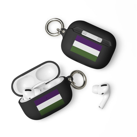 Genderqueer Pride Flag Rubber Case for Apple AirPods Black AirPods Pro Genderqueer rubber-case-for-airpods-black-airpods-pro-front-64adccb31662c