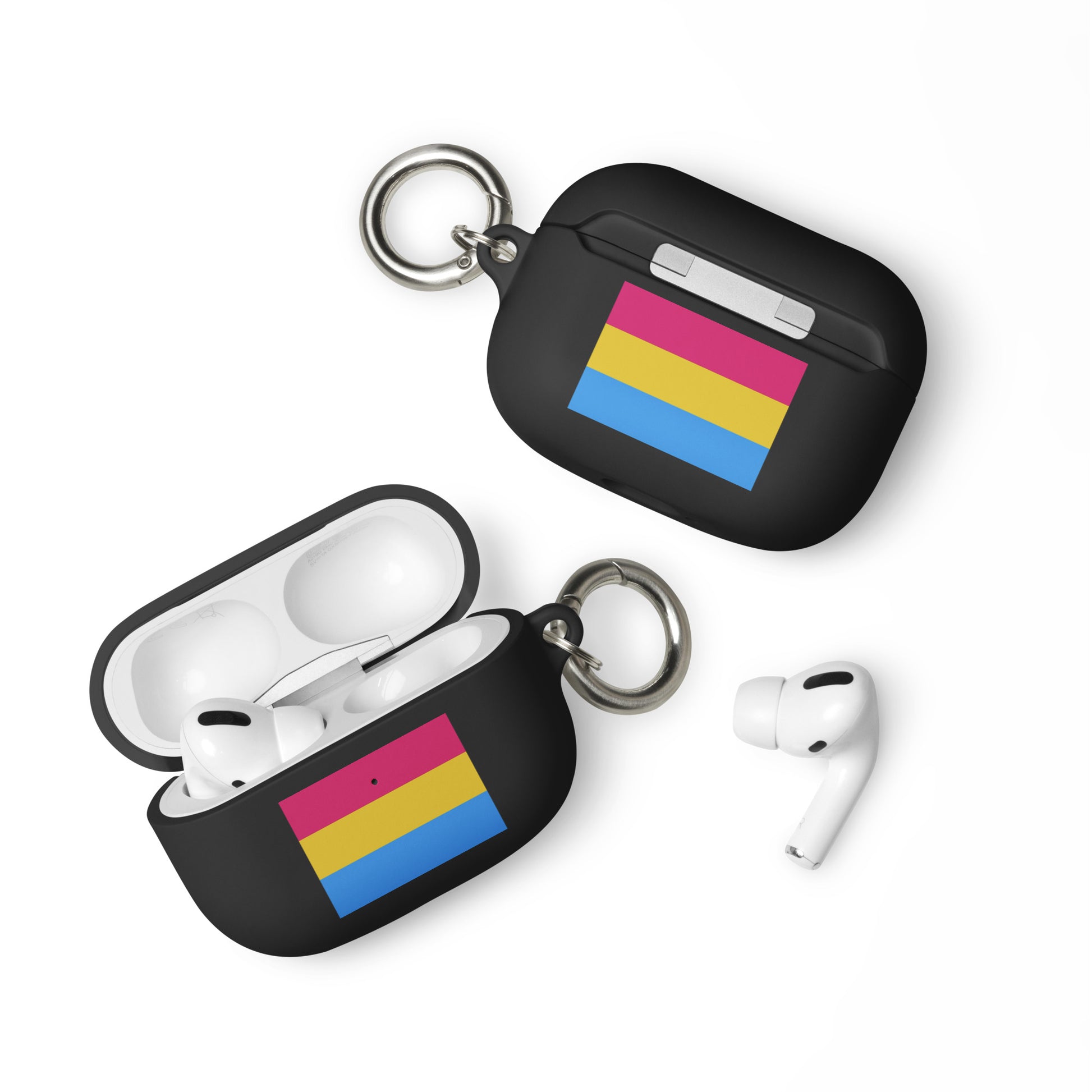 Pansexual Pan Pride Flag Rubber Case for Apple AirPods Black AirPods Pro Pansexual rubber-case-for-airpods-black-airpods-pro-front-64adcd2b89ace