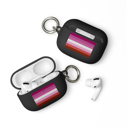 Lesbian Pride Flag Rubber Case for Apple AirPods Black AirPods Pro Lesbian rubber-case-for-airpods-black-airpods-pro-front-64adcdd084e59