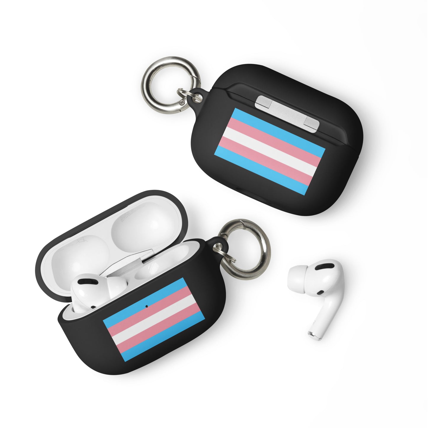 Transgender Trans Pride Flag Case for Apple AirPods Black AirPods Pro Transgender rubber-case-for-airpods-black-airpods-pro-front-64adce046c3e2