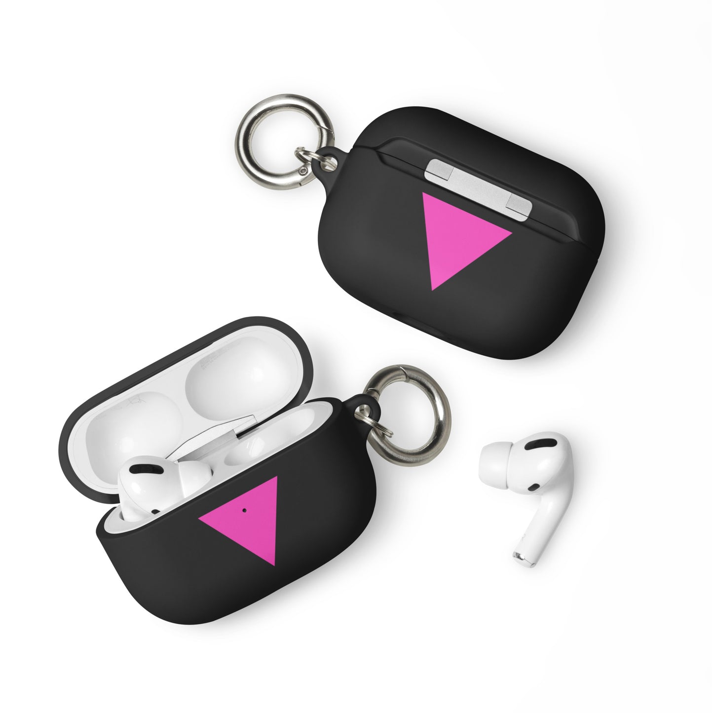 LGBTQ Pride Rubber Case for Apple AirPods - Pink Triangle Black AirPods Pro Pride rubber-case-for-airpods-black-airpods-pro-front-64adcf746d011