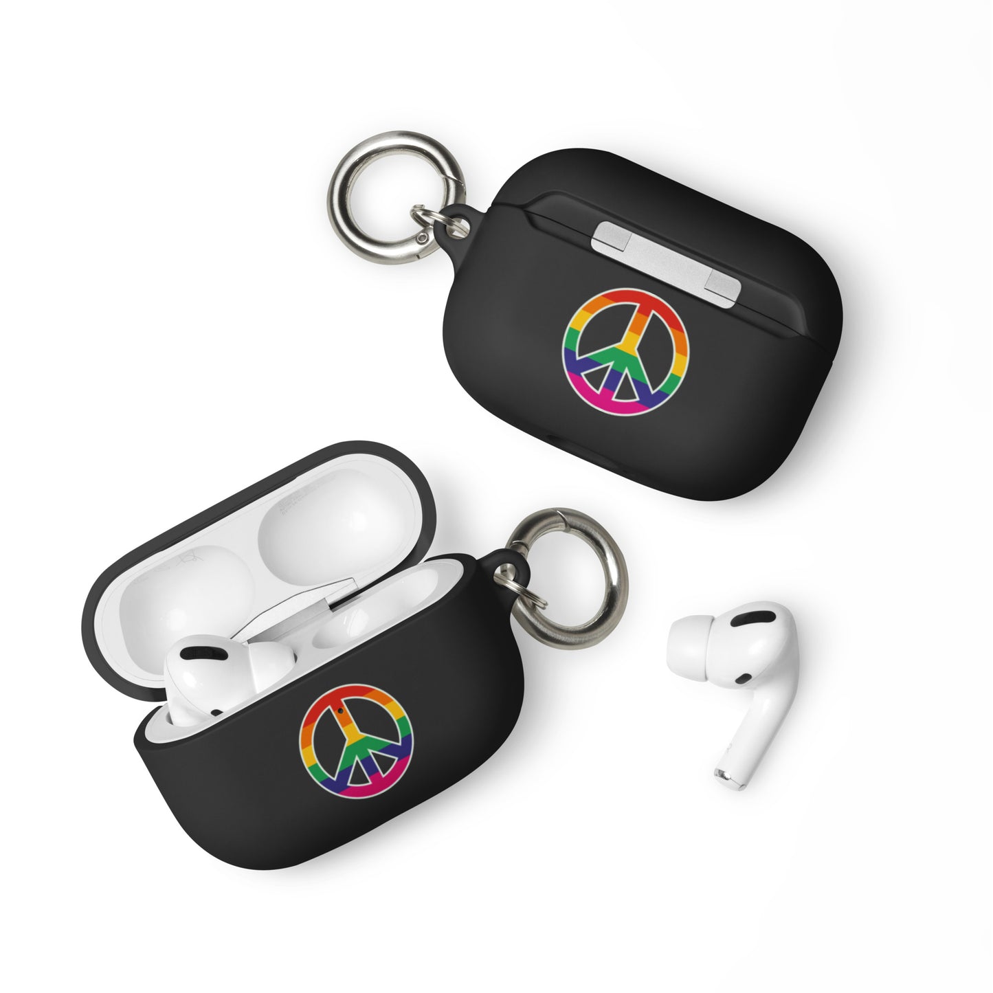 LGBTQ Pride Rubber Case for Apple AirPods - Peace Sign Symbol Black AirPods Pro Pride rubber-case-for-airpods-black-airpods-pro-front-64adcfd0970cc