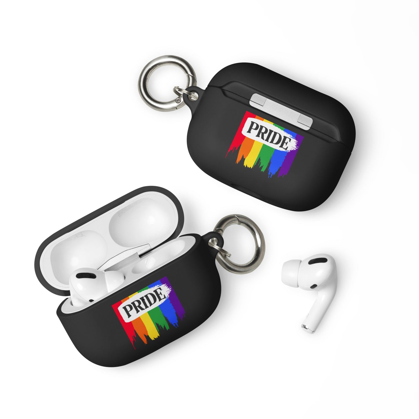 LGBTQ Pride Rubber Case for Apple AirPods - Pride Paint Black AirPods Pro Pride rubber-case-for-airpods-black-airpods-pro-front-64add0e471ffe