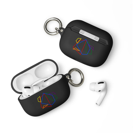 LGBTQ Pride Rubber Case for Apple AirPods - Geometric Lines Black AirPods Pro Pride rubber-case-for-airpods-black-airpods-pro-front-64add11c7eb97