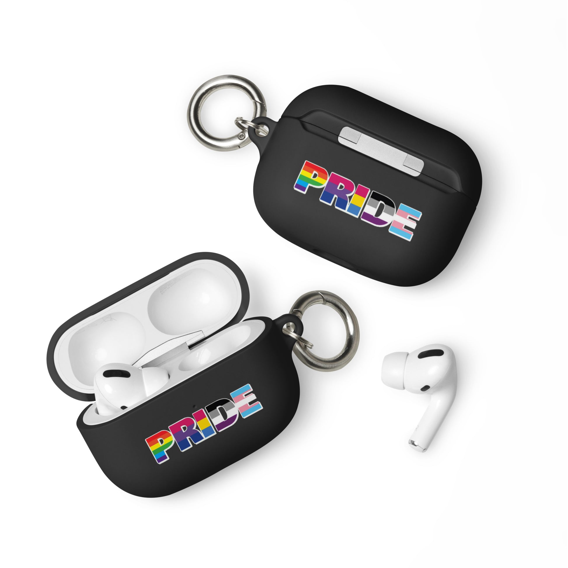 LGBTQ Pride Flag Rubber Case for Apple AirPods - Pride with Flags Black AirPods Pro Pride rubber-case-for-airpods-black-airpods-pro-front-64add193b7e0c