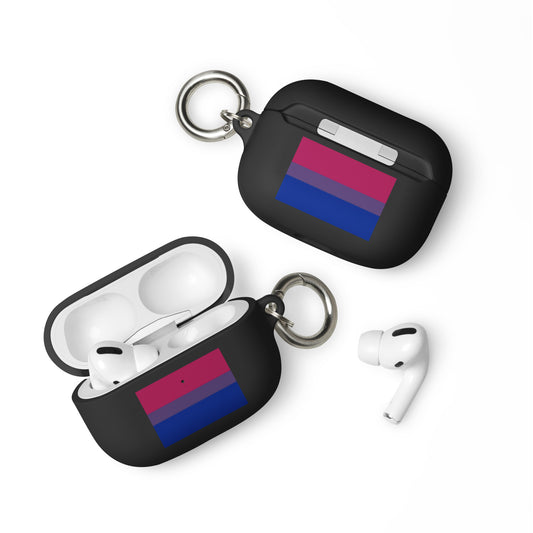 Bisexual Bi Pride Rubber Case for Apple AirPods Black AirPods Pro Bisexual rubber-case-for-airpods-black-airpods-pro-front-64add6dad101f