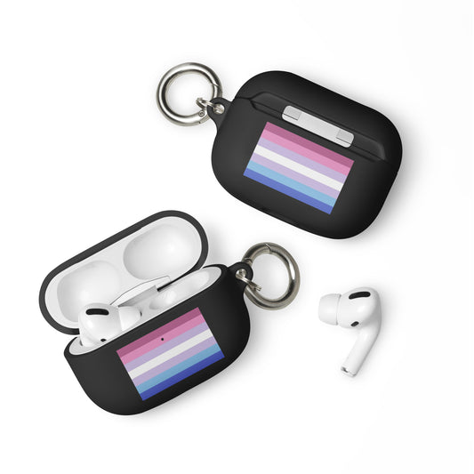 Bigender Pride Flag Rubber Case for Apple AirPods Black AirPods Pro Bigender rubber-case-for-airpods-black-airpods-pro-front-64ade745b3646