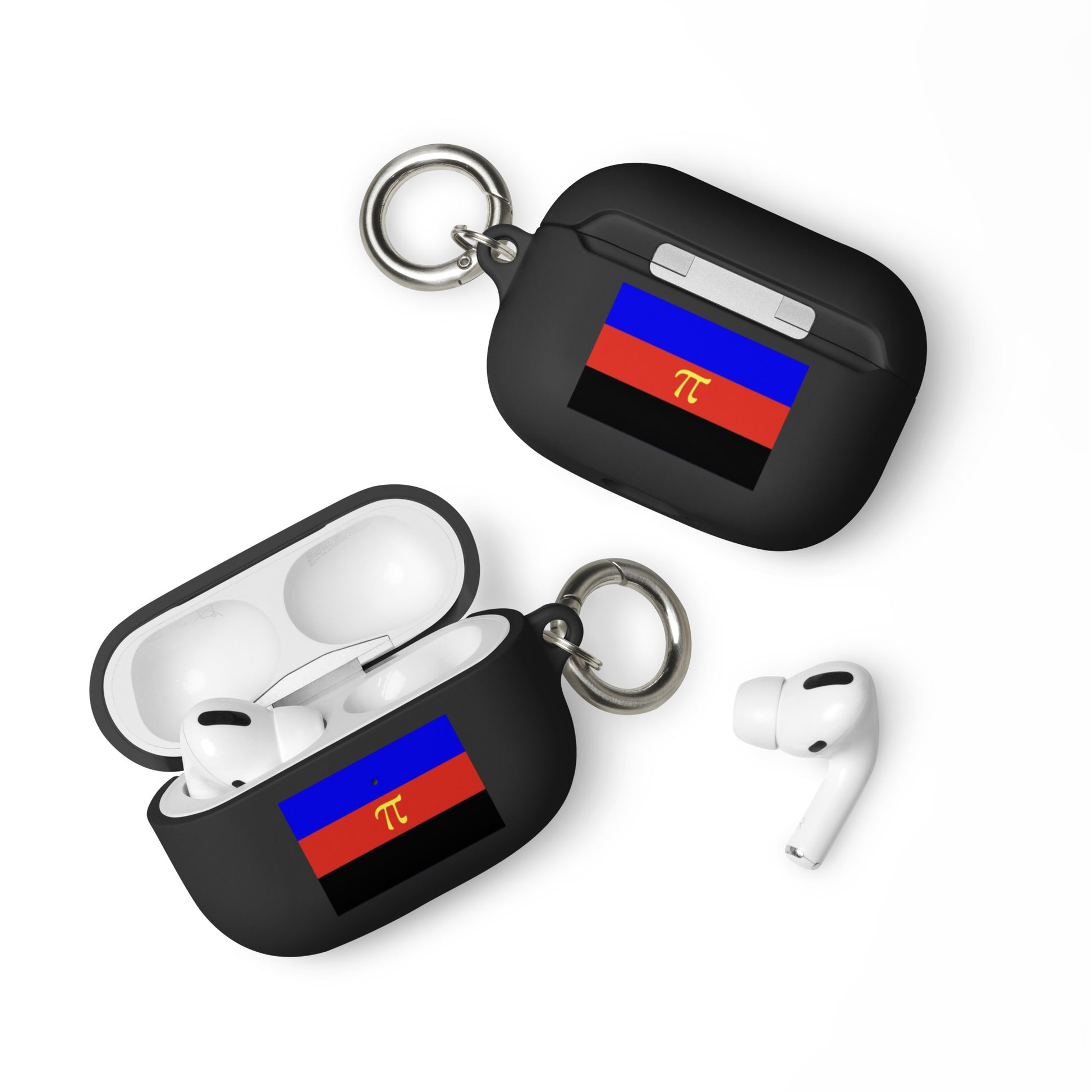 Polyamorous Polyamory Pride Flag Rubber Case for Apple AirPods Black AirPods Pro Polyamorous rubber-case-for-airpods-black-airpods-pro-front-64adeb0277b89