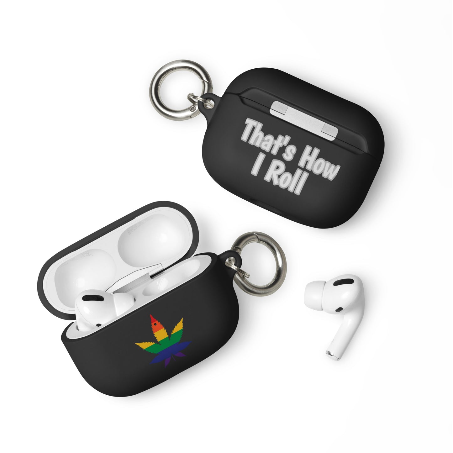 LGBTQ Pride Case for Apple AirPods - Weed Black AirPods Pro Pride rubber-case-for-airpods-black-airpods-pro-front-64ae04a056494