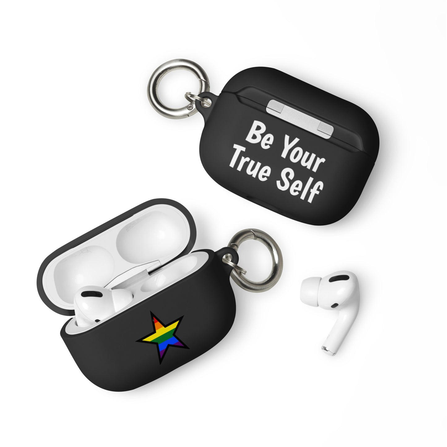 LGBTQ Pride Rubber Case for Apple AirPods - Star Black AirPods Pro Pride rubber-case-for-airpods-black-airpods-pro-front-64ae050c5427f