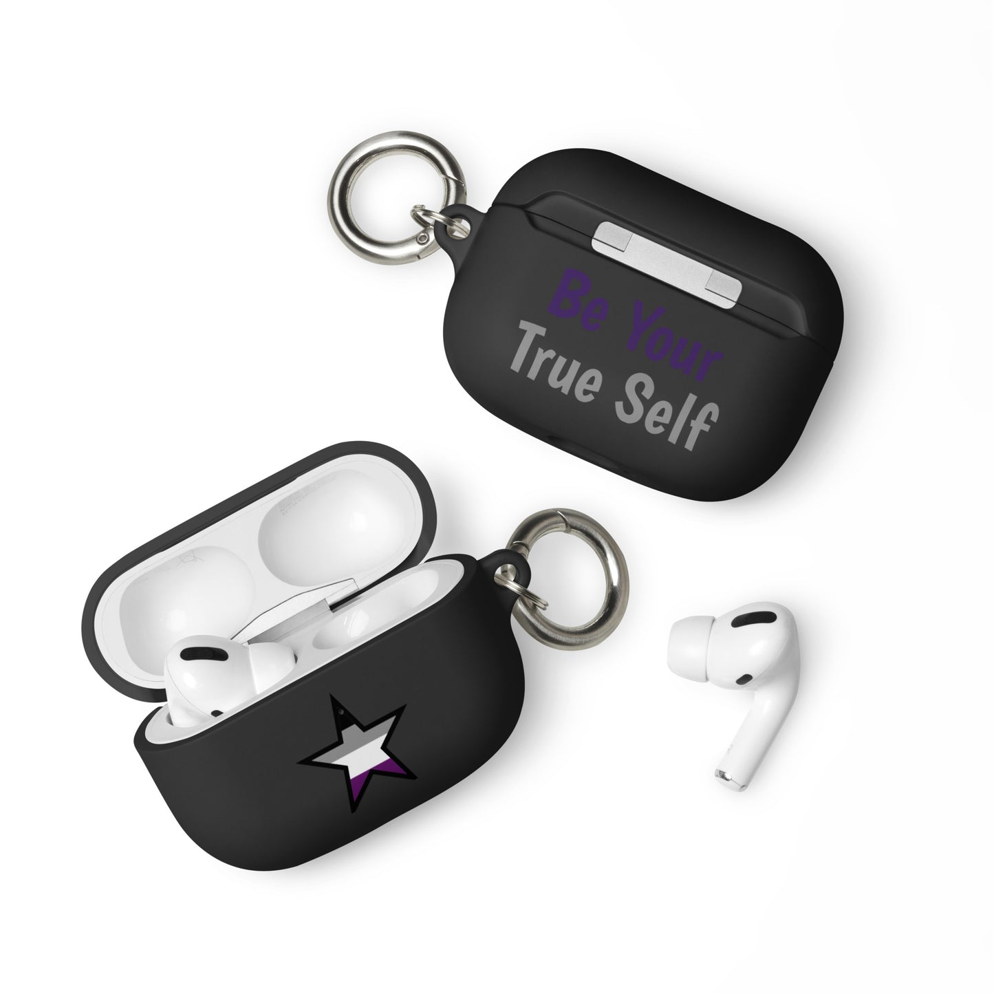 Asexual Ace Pride Rubber Case for Apple AirPods Star Black AirPods Pro Asexual rubber-case-for-airpods-black-airpods-pro-front-64ae0583ad31f