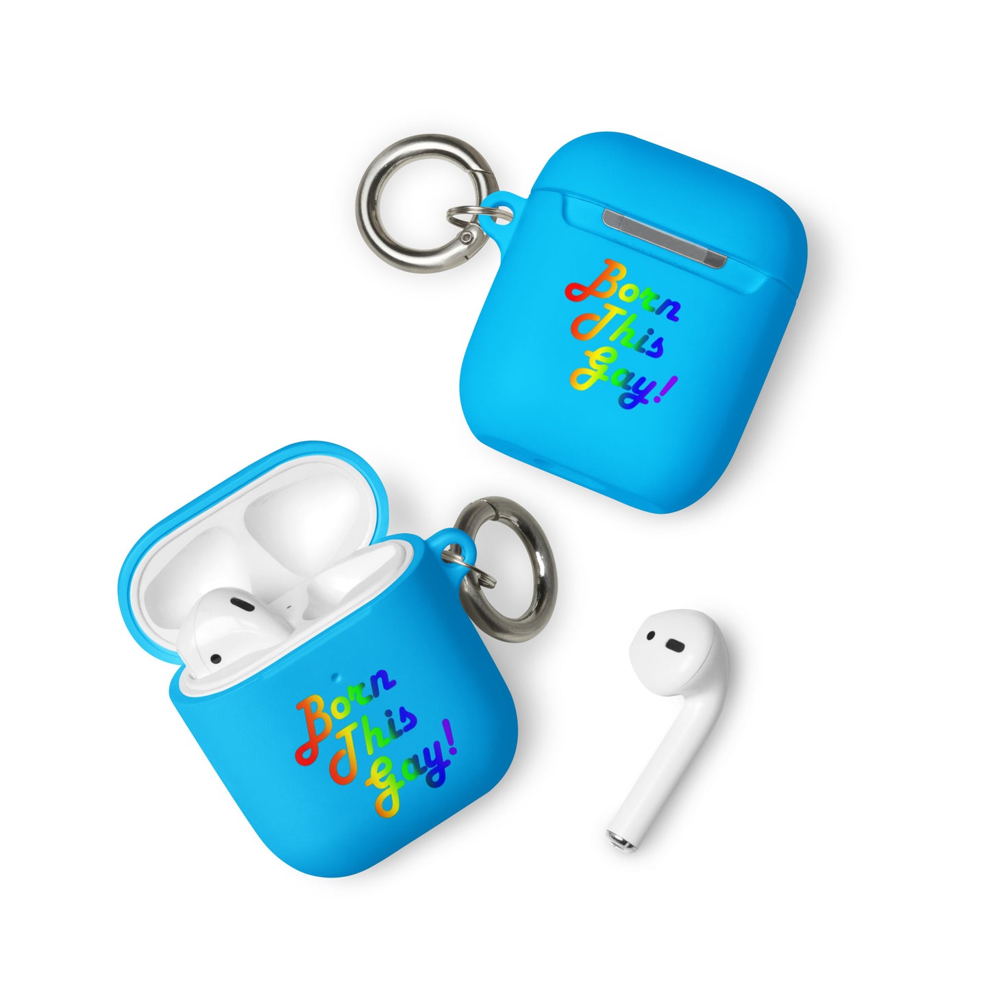 LGBTQ Pride Rubber Case for Apple AirPods - Born This Gay Blue AirPods Pride rubber-case-for-airpods-blue-airpods-front-64adce3653c5b