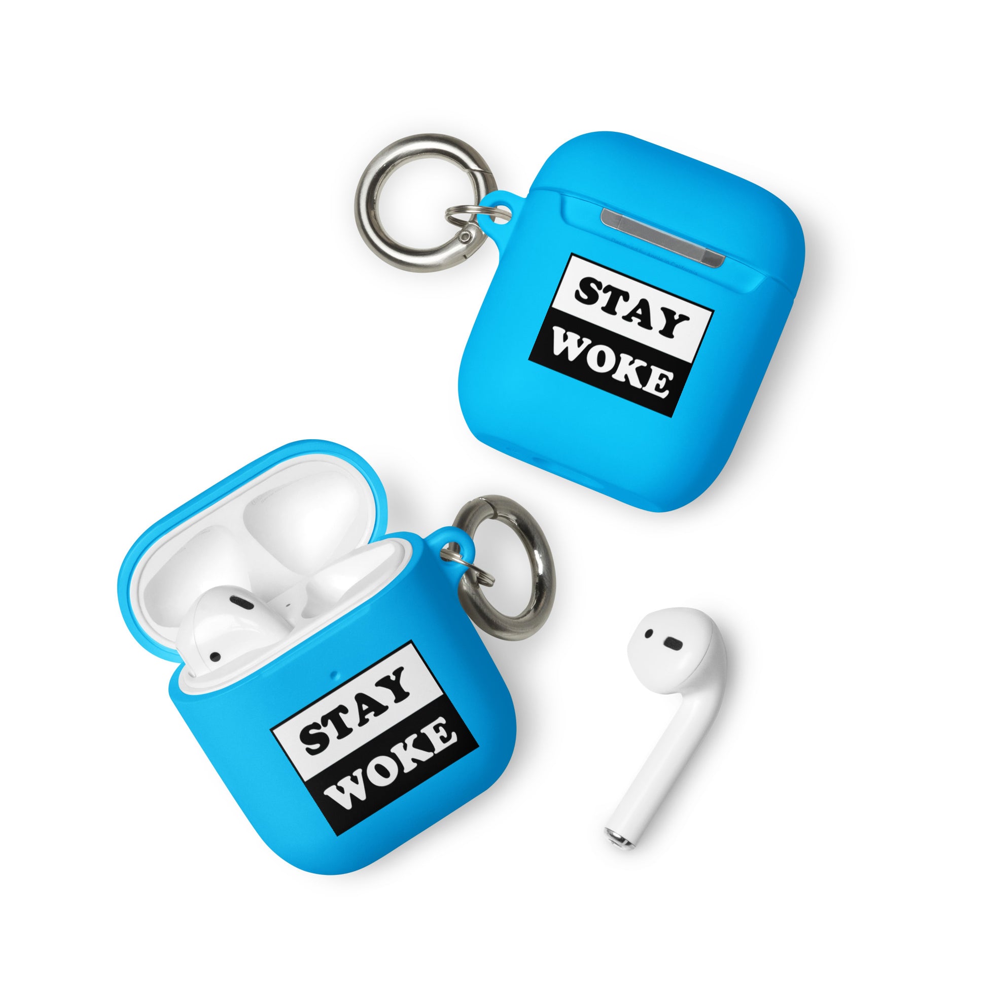 Rubber Case for Apple AirPods - Stay Woke Blue AirPods rubber-case-for-airpods-blue-airpods-front-64adcfa3cae32