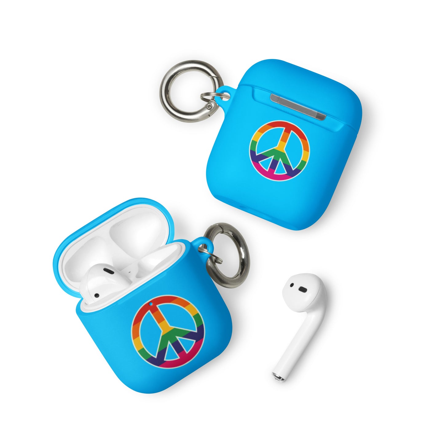 LGBTQ Pride Rubber Case for Apple AirPods - Peace Sign Symbol Blue AirPods Pride rubber-case-for-airpods-blue-airpods-front-64adcfd09839a